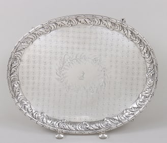 An attractive oval footed presentation tray, S.Kirk & Son, Baltimore.