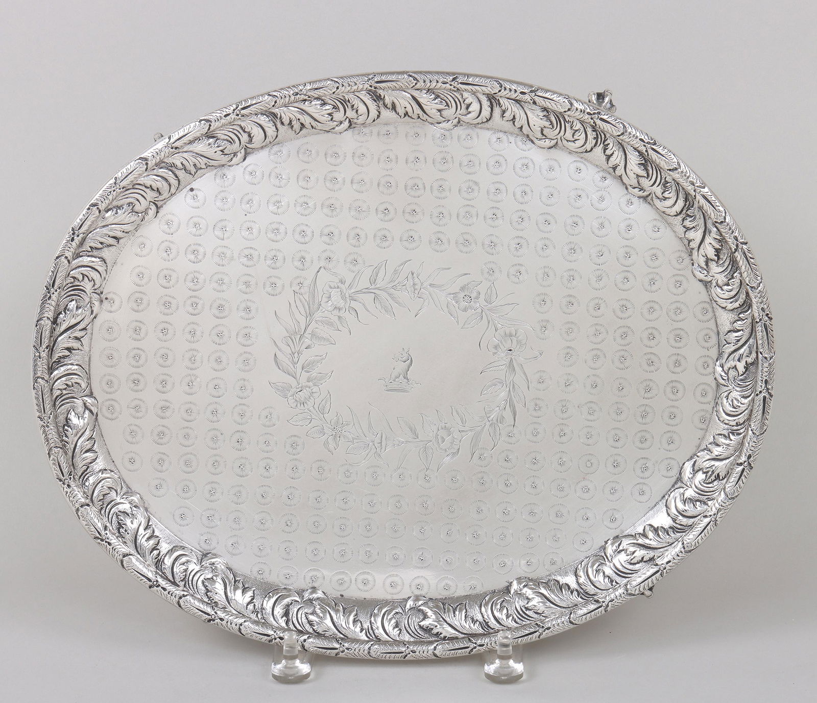 An attractive oval footed presentation tray, S.Kirk & Son, Baltimore. (1 of 9)