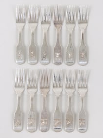 Rare set of (12) miniature forks, Andrew Ellicott Warner, Baltimore.