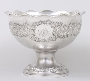 Large Monteith style punch bowl, Andrew Ellicott Warner, Baltimore, circa 1845.