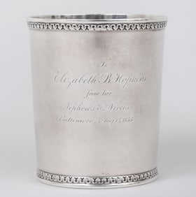 Mid-19th century Gorham presentation cup with Baltimore history, circa 1855.