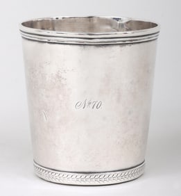 Coin silver julep cup, Hart & Smith, Baltimore, circa 1815.