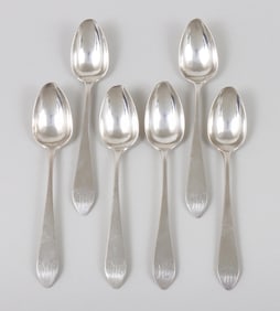 Rare set of (6) teaspoons, Geo. Woltz, Hagerstown, MD, circa 1795-1800.
