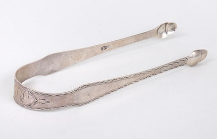 Scarce Savannah, GA sugar tongs, Joseph Rice, circa 1790.