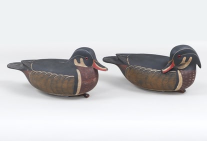 William M. Oler (American, New Jersey, 1940-2015), Pair of Hollow Drake Wood Ducks