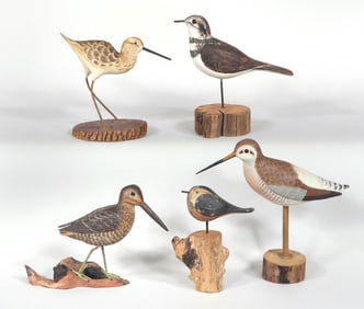 Group of (5) Shorebird Decoys