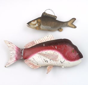Group of (2) Folk Art Painted Fish