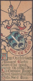 Alfred Matron Githens (American Architect 1876-1973), "Soc et Tuum" (Humorous Coat of Arms), woodcut