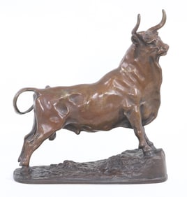 Georges Gardet (French 1863-1939), "Taureau" (Bull), bronze with light brown patina