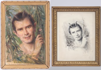 Karoly Cserna (Hungarian 1867-1944), Portrait of a Man as Faun, 1930, oil on panel, (along with