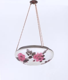 Art Nouveau-Style Cameo Glass Pendant Light