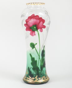 Art Nouveau Glass "Poppy" Vase, Graflich Harrach'sche Glasfabrik [Harrach Glass Works], Bohemia, c.