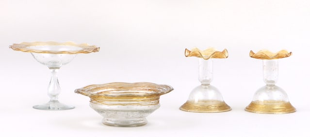 Set of (4) Glass Table Articles