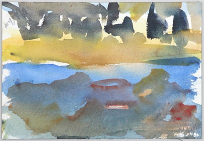 Mary Abbott (American 1921-2019), "Beach, Southampton", watercolor on paper