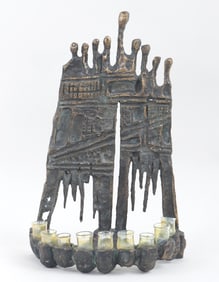 Aharon Bezalel (Afghani/Israeli 1926-2012), Brutalist Menorah, bronze