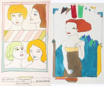 Barbara Nessim (American b. 1939), Group of (2), ink and watercolor on paper