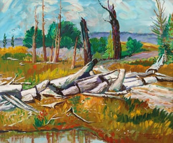 Steve Story (American 1915-1988), ''Old Logger Road'' (Adirondacks, New York), 1985, oil on board