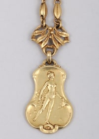 French Art Nouveau 18k Gold Fob attributed to Emile Seraphin Vernier (French, 1852-1927)