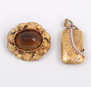 Group of (2) Victorian 14k Gold Jewelry