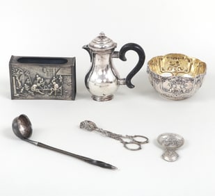 Group of (5) Continental Silver Items