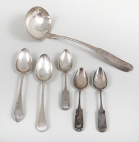 Group of (6) 18th and 19th Century Northeast American Coin Silver Spoons