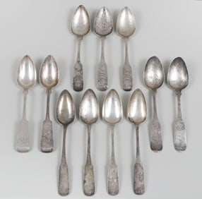 Group of (11) 19th Century New York State Coin Silver Tablespoons