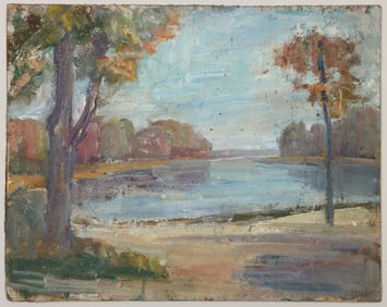 Julia M. Wickham (American 1866-1952), Peconic Bay Landscape, oil on Academy board