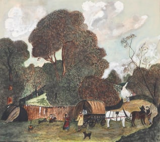 American Folk Art School (19th Century), Travellers in a Landscape