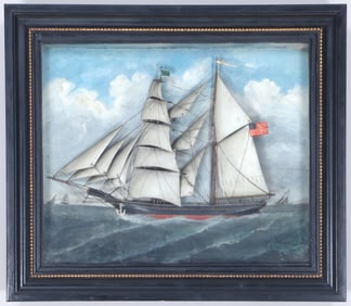 American Folk Art Clipper Ship Diorama, 19th Century