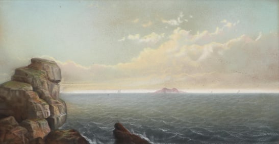 George Douglas Brewerton (American 1827-1901), Rocky Coastal Landscape (California), pastel on