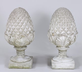 Pair of Large Cast Stone Pineapples