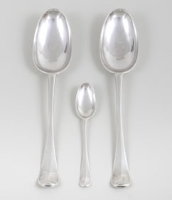 18th Century Elias Pelletreau Coin Silver Mid-Rib Spoons