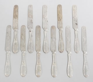 Set of (11) Albert Coles Solid Coin Silver Knives