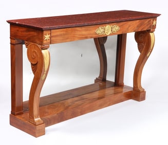 French Empire Marble-Top Console Table