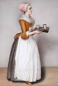"The Chocolate Girl", hand-painted porcelain plaque