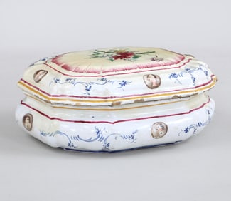18th/19th Century Faience Box with Humorous Scene