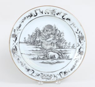 Chinese Export Porcelain Plate with Nativity Scene