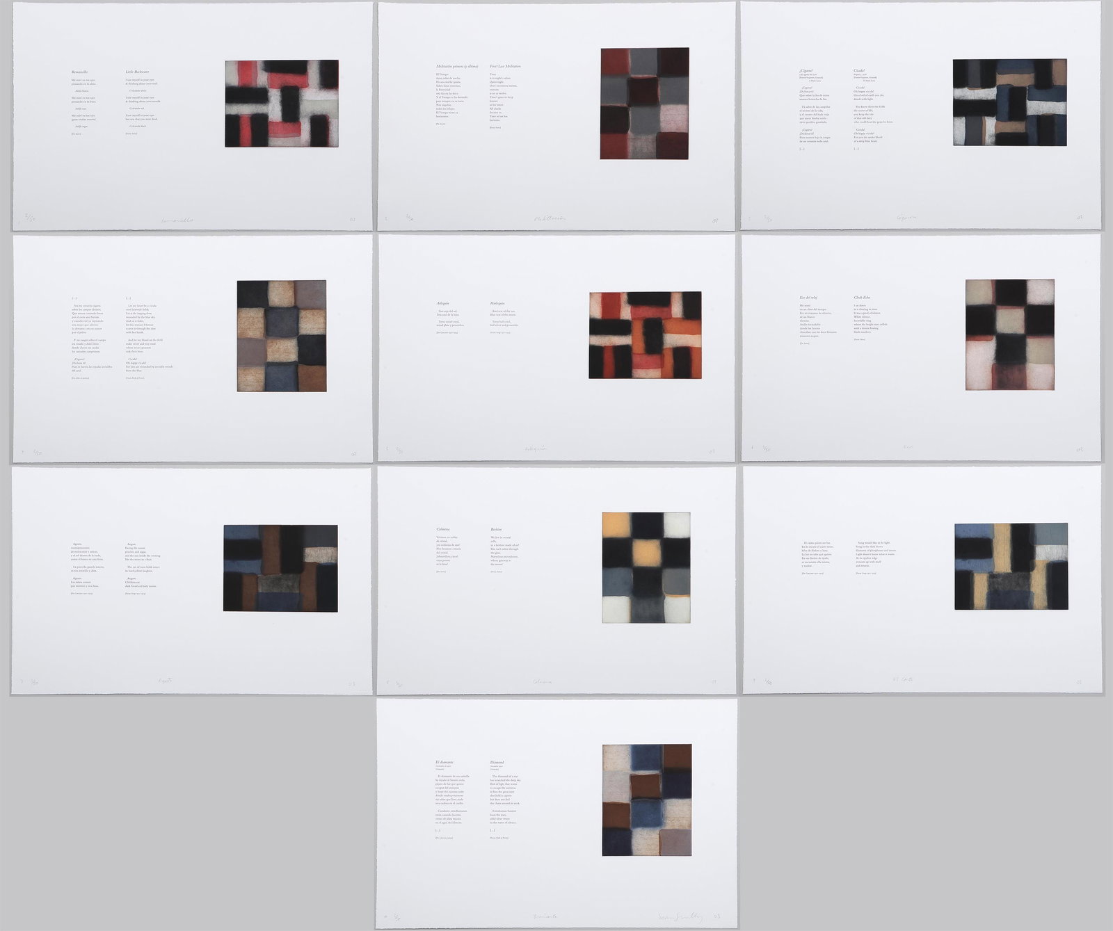 Sean Scully (American, b. 1945): Sean ScullyAmerican, b. 1945"Etchings for Federico García Lorca", 2003portfolio of (10) color etchings with aquatint, sugarlift and spitbite on Somerset White wove paper2/50, pencil signed, titled, d