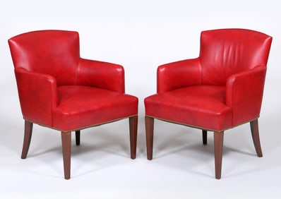 Pair of Leather Upholstered Armchairs
