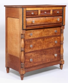 American Empire Tiger Maple Chest of Drawers