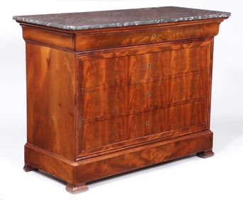 Louis Philippe Flame Mahogany Marble-Top Commode
