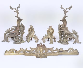 Louis XV Figural Bronze Chenet Set
