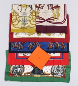 Group of (6) Hermes Silk Scarves