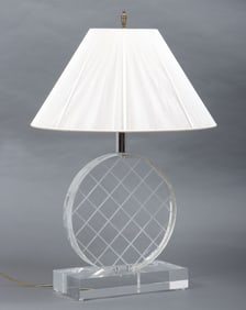 Springer-Style Lucite Disc Table Lamp