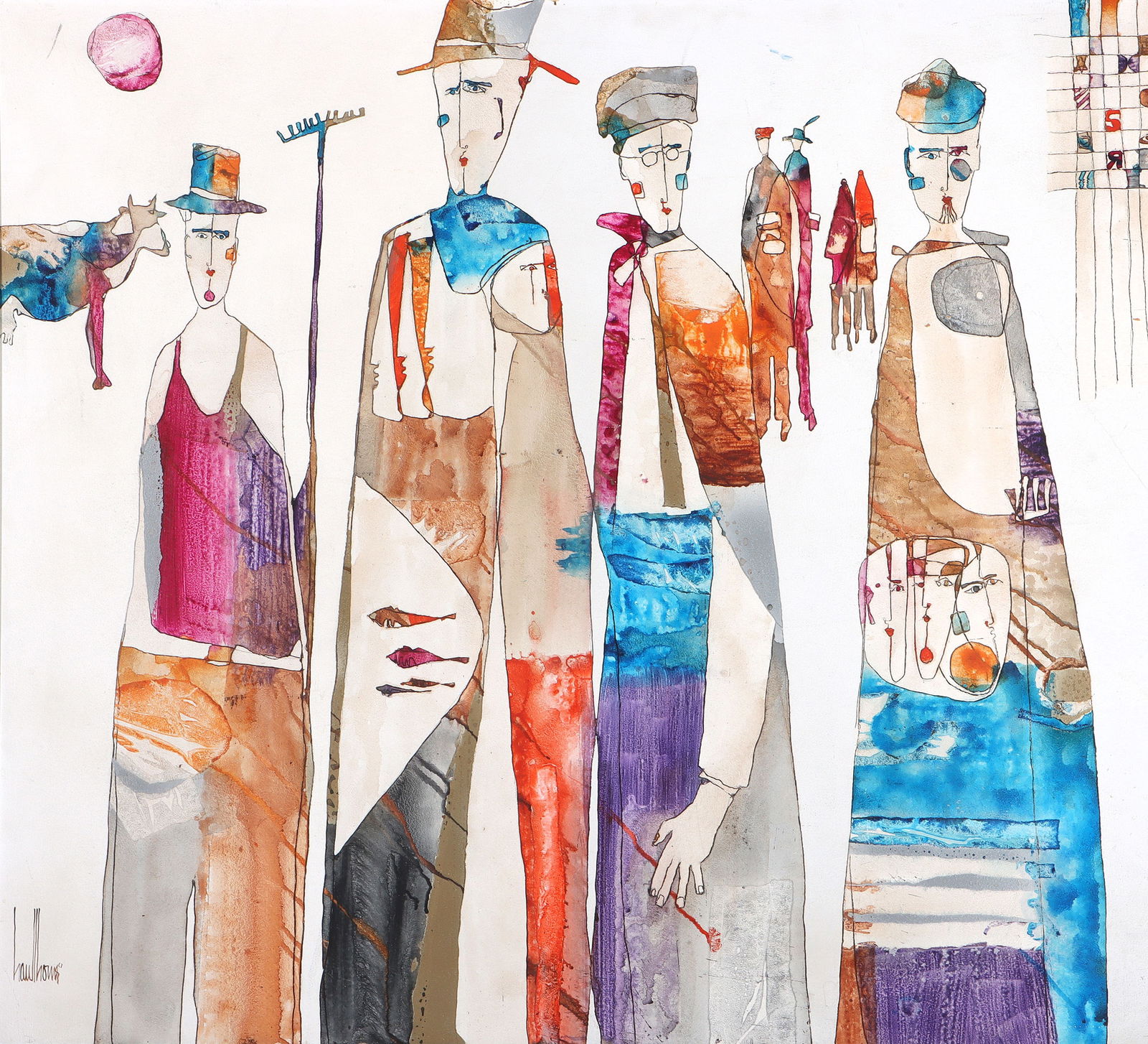 Gregory Hawthorne (American, b. 1951): Gregory HawthorneAmerican, b. 1951Figuresacrylic on boardsigned lower left.Board sight 35 1/2 x 39 1/2 in. (90.2 x 100.3 cm.), Frame 36 1/4 x 40 1/4 in. (92.1 x 102.2 cm.)