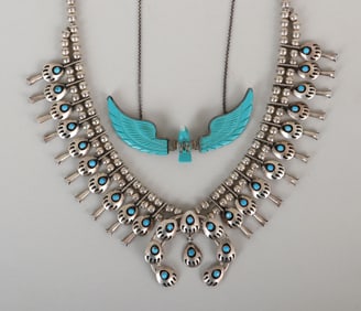 Native American Sterling Silver and Turquoise Necklaces