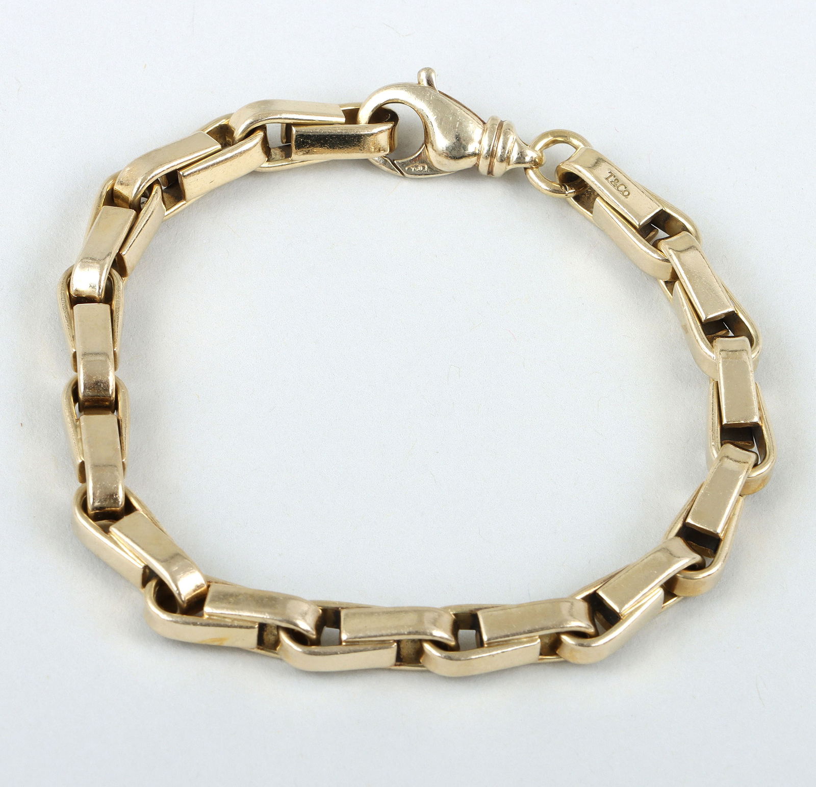 Tiffany & Co. 18k Gold Chain Link Bracelet: Tiffany & Co. 18k Gold Chain Link Braceletmarked on clasp and one link at end.Length (open) 8 in. (20.3 cm.); approximate weight 25.9 dwt.