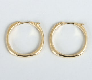 Pair of Tiffany & Co. 18k Gold Square Hoop Earrings