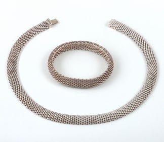 Tiffany & Co. Sterling Silver Two-Piece Mesh Chain Set