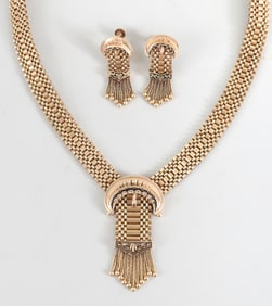 14k Gold Two-Piece Buckle Jewelry Set